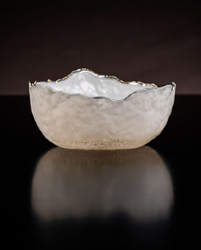 Gilded Touch White Chic Glass Bowl | 6 x 3 inches