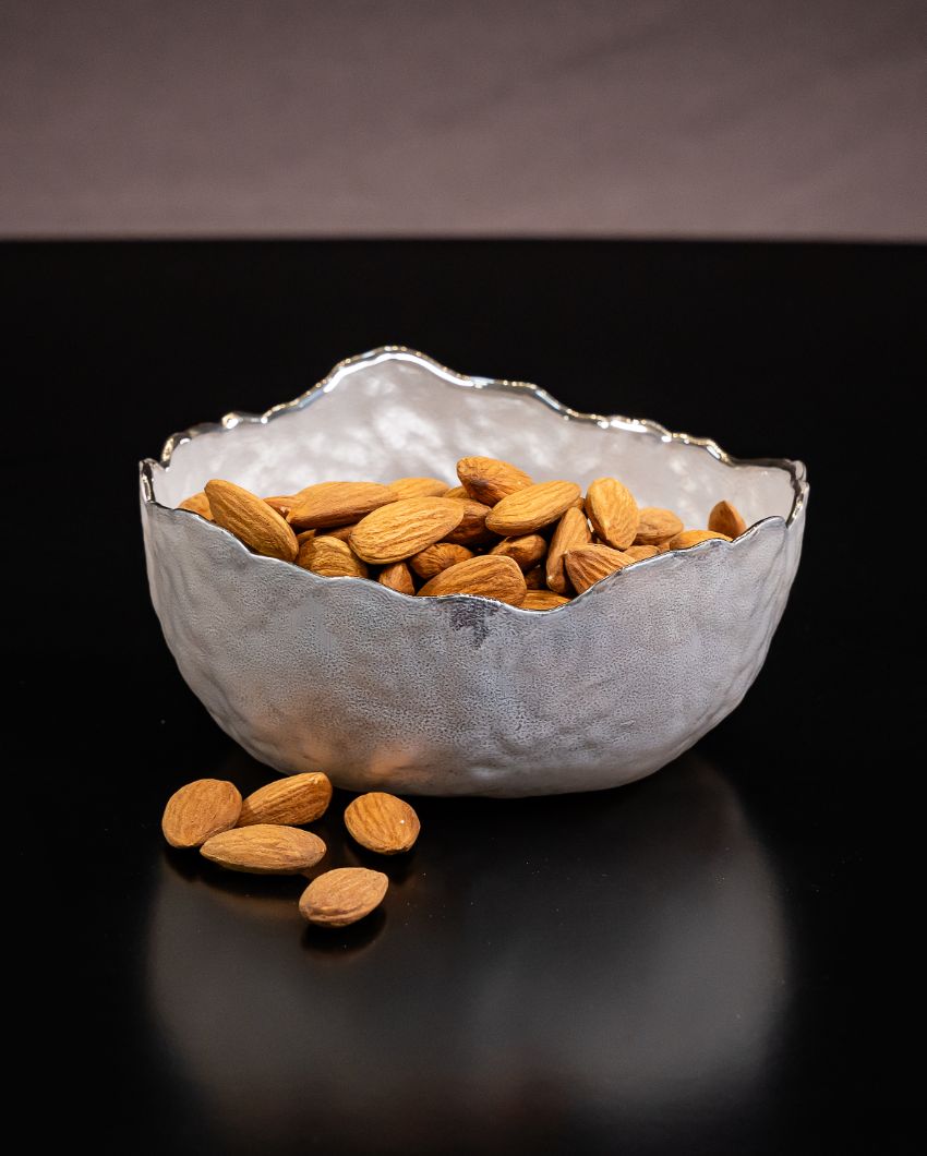 Gilded Touch White Chic Glass Bowl | 6 x 3 inches