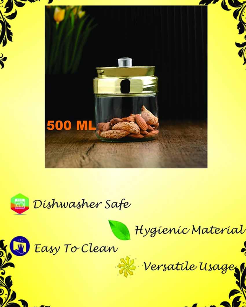 Attractive Clear Glass Storage Jar with Secure Lid | 3 x 4 inches | 500ml