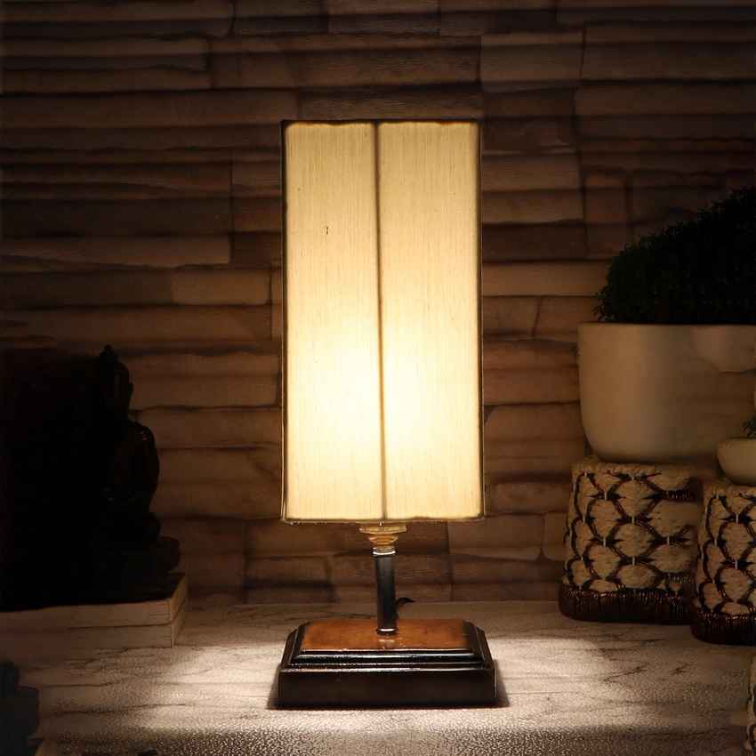 Elegant Off-White Wood Table Lamp with Shade Without Bulb | 5 x 15 inches