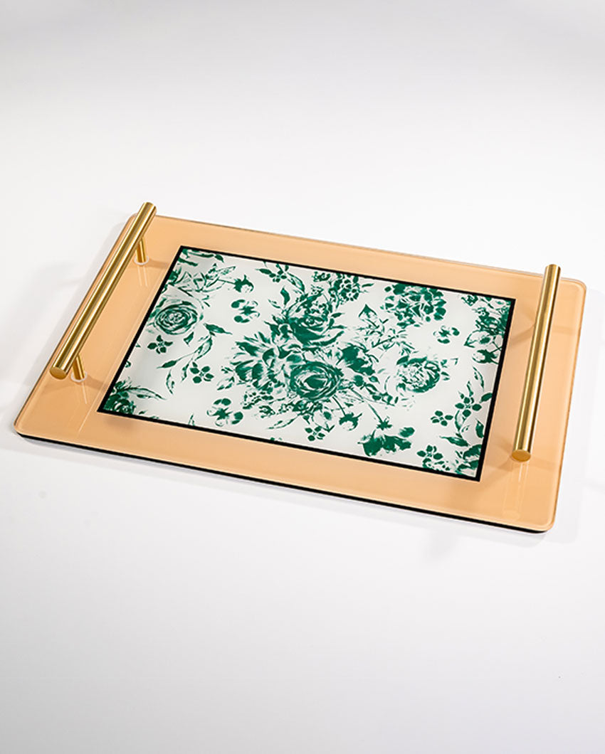 Opulent Hue Vintage Charm Glass Serving Tray | 14 x 9 x 2 inches
