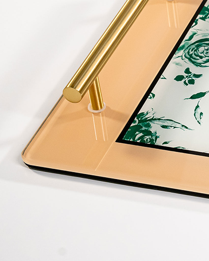 Opulent Hue Vintage Charm Glass Serving Tray | 14 x 9 x 2 inches