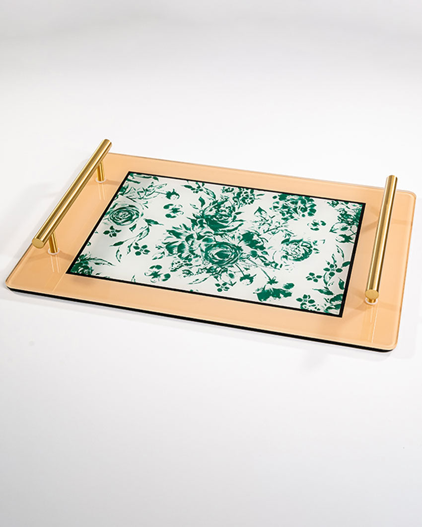 Opulent Hue Vintage Charm Glass Serving Tray | 14 x 9 x 2 inches