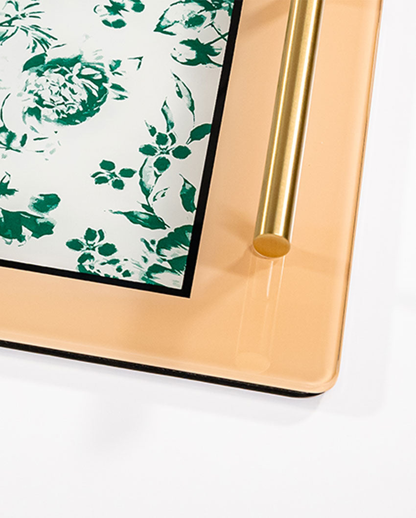 Opulent Hue Vintage Charm Glass Serving Tray | 14 x 9 x 2 inches