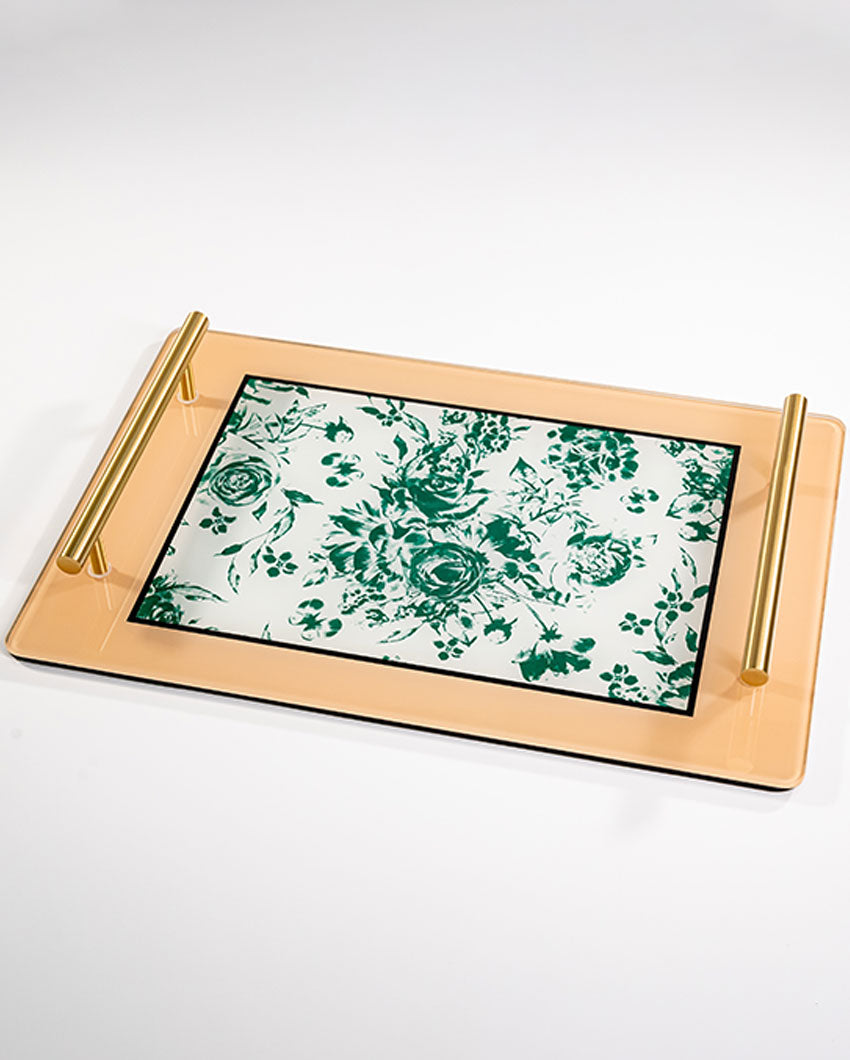 Opulent Hue Vintage Charm Glass Serving Tray | 14 x 9 x 2 inches