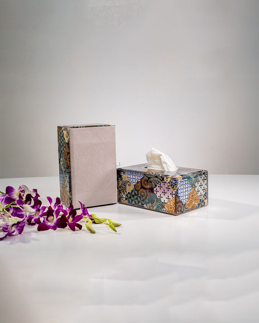 Chic Design Multicolored Modern Glass Tissue Holder | 8 x 5 x 4 inches
