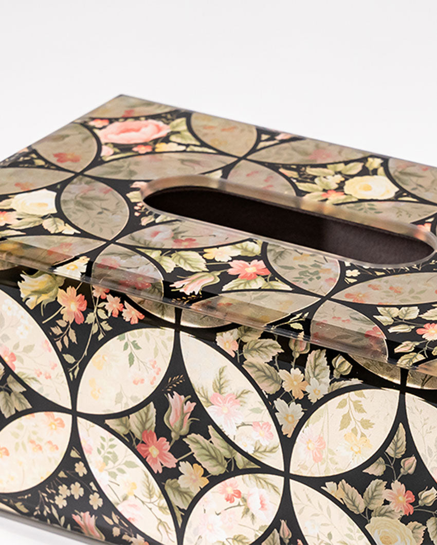 Bathroom Essential Garden Bloom Glass Tissue Holder | 8 x 5 x 4 inches