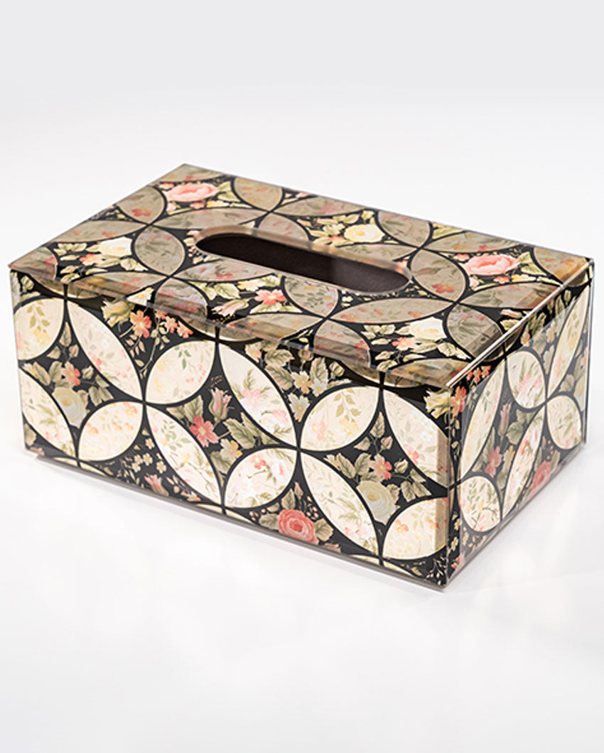 Bathroom Essential Garden Bloom Glass Tissue Holder | 8 x 5 x 4 inches