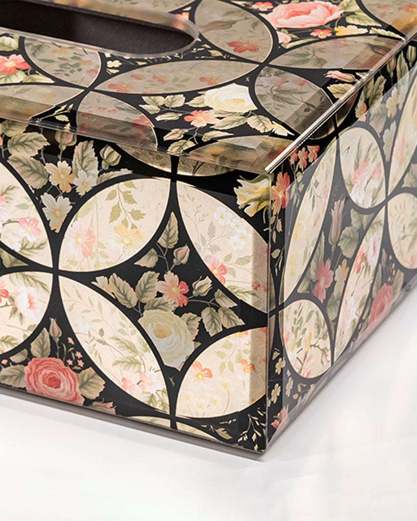 Bathroom Essential Garden Bloom Glass Tissue Holder | 8 x 5 x 4 inches