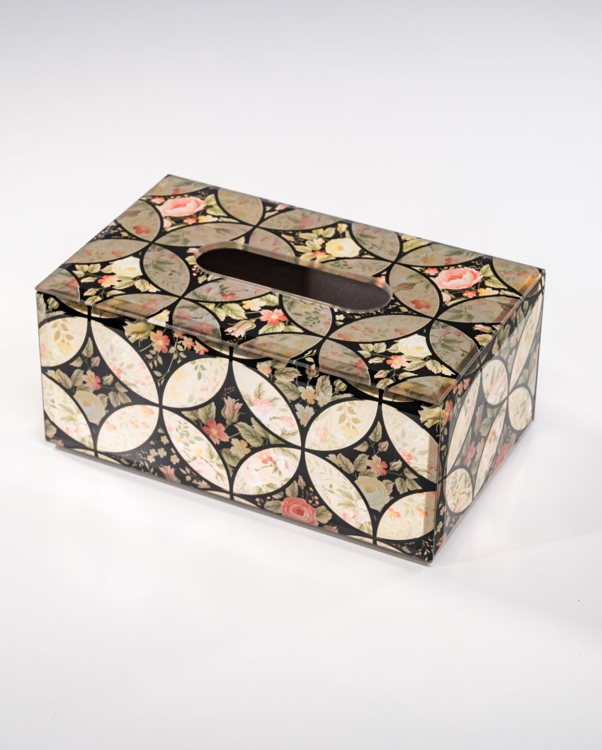 Bathroom Essential Garden Bloom Glass Tissue Holder | 8 x 5 x 4 inches
