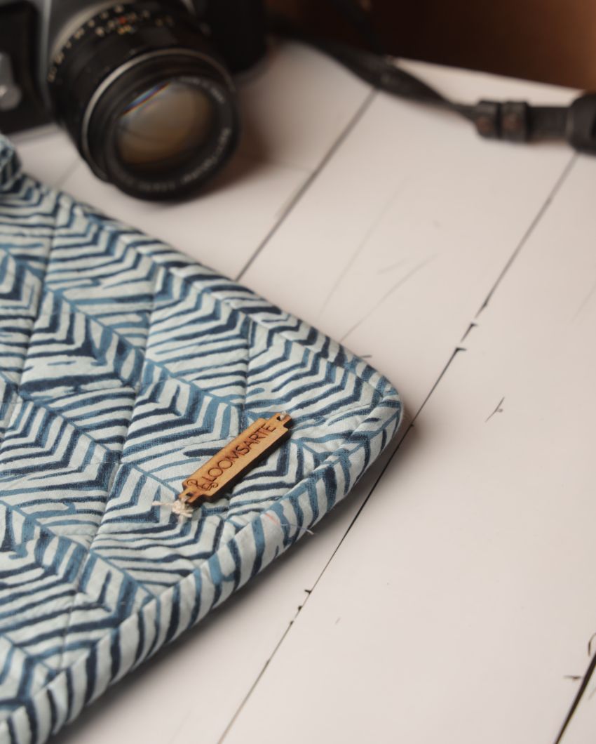 Blue Zebra Cotton Laptop Sleeve | 14 x 11 inches