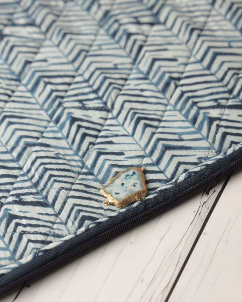 Blue Zebra Cotton Laptop Sleeve | 14 x 11 inches