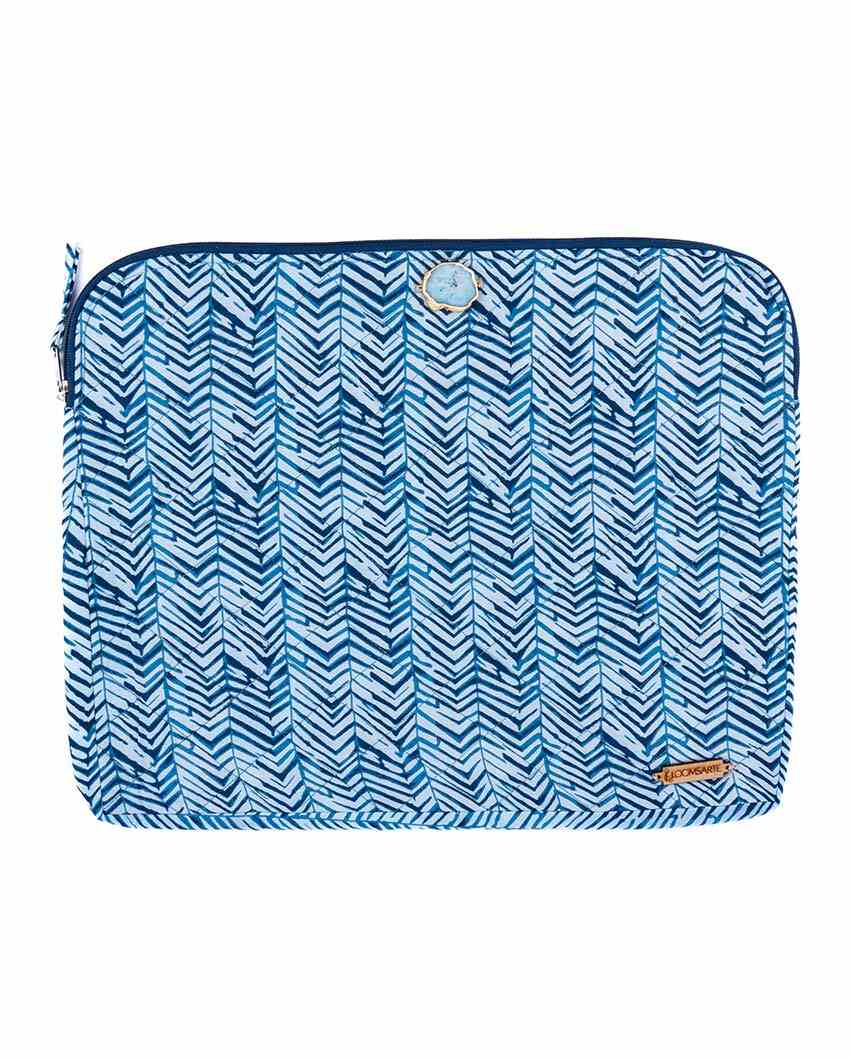 Blue Zebra Cotton Laptop Sleeve | 14 x 11 inches