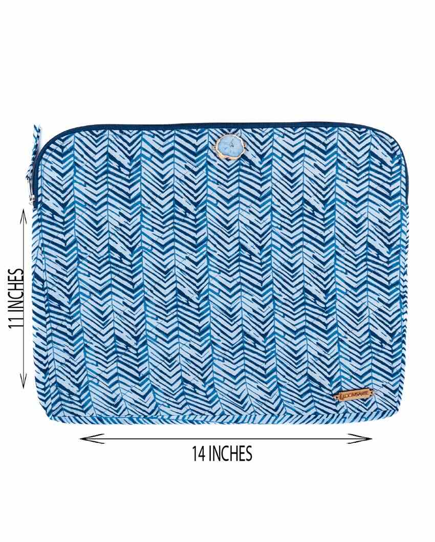 Blue Zebra Cotton Laptop Sleeve | 14 x 11 inches