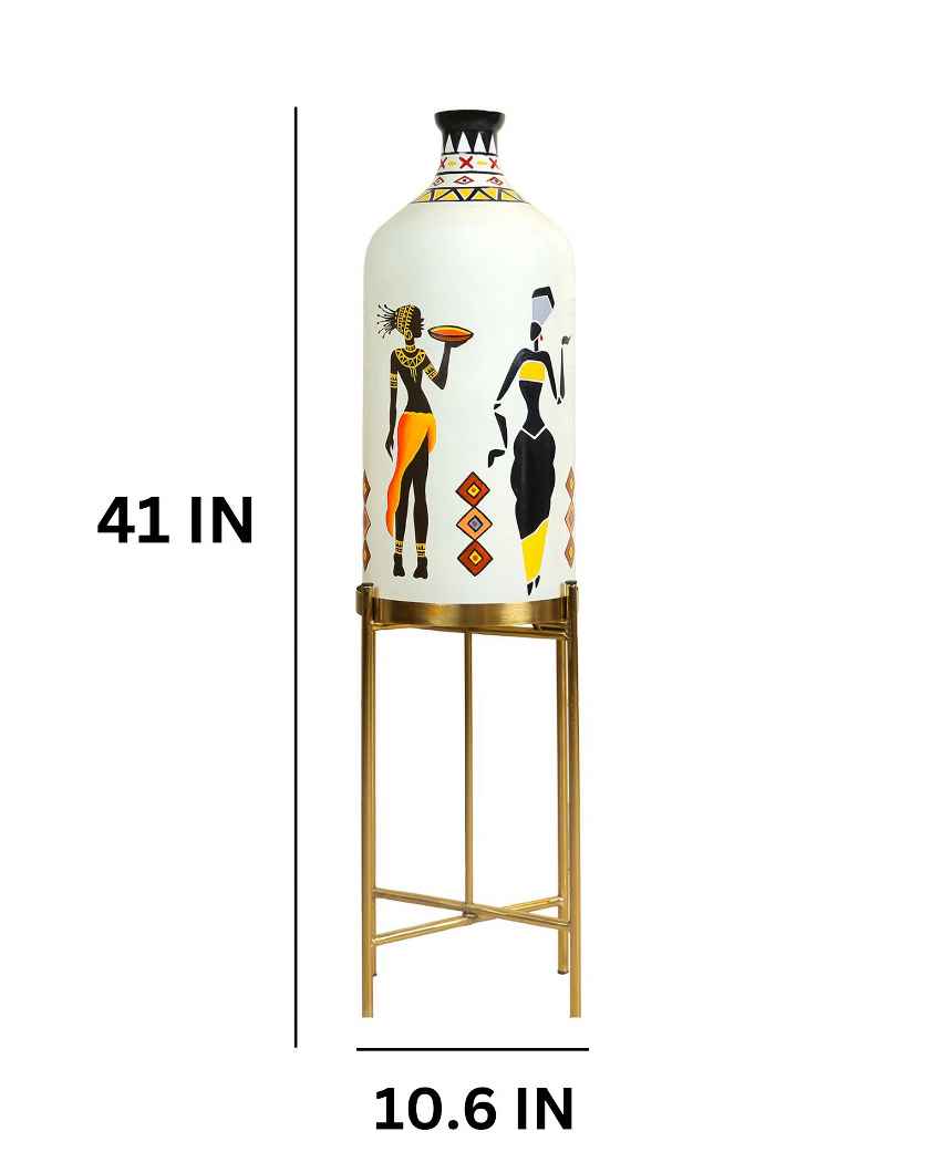 Twist and Turn Glass Floor Lamp with Foldabel Metal Stand | 11 x 41 inches