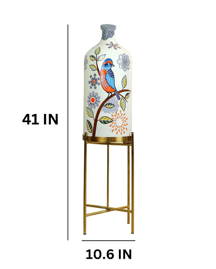 Feather Beauty Glass Floor Lamp with Foldable Metal Stand | 11 x 41 inches