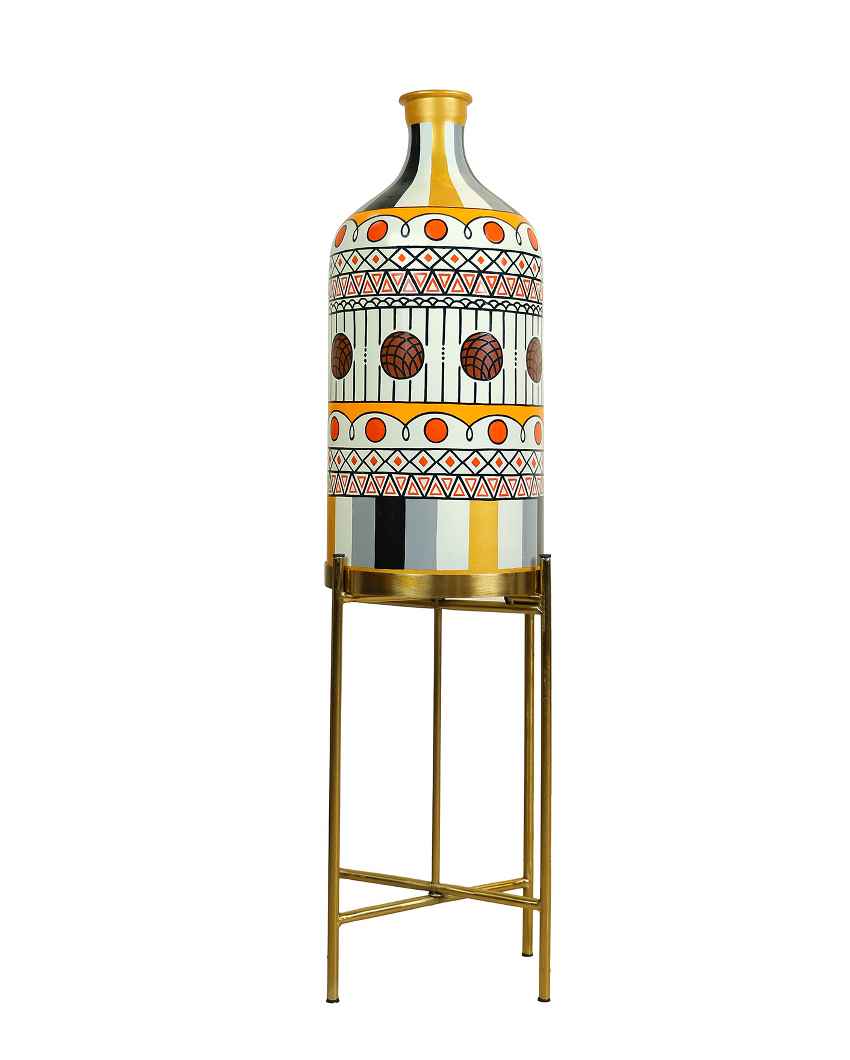 Stripe-it-out Glass Floor Lamp with Foldabel Metal Stand | 11 x 41 inches