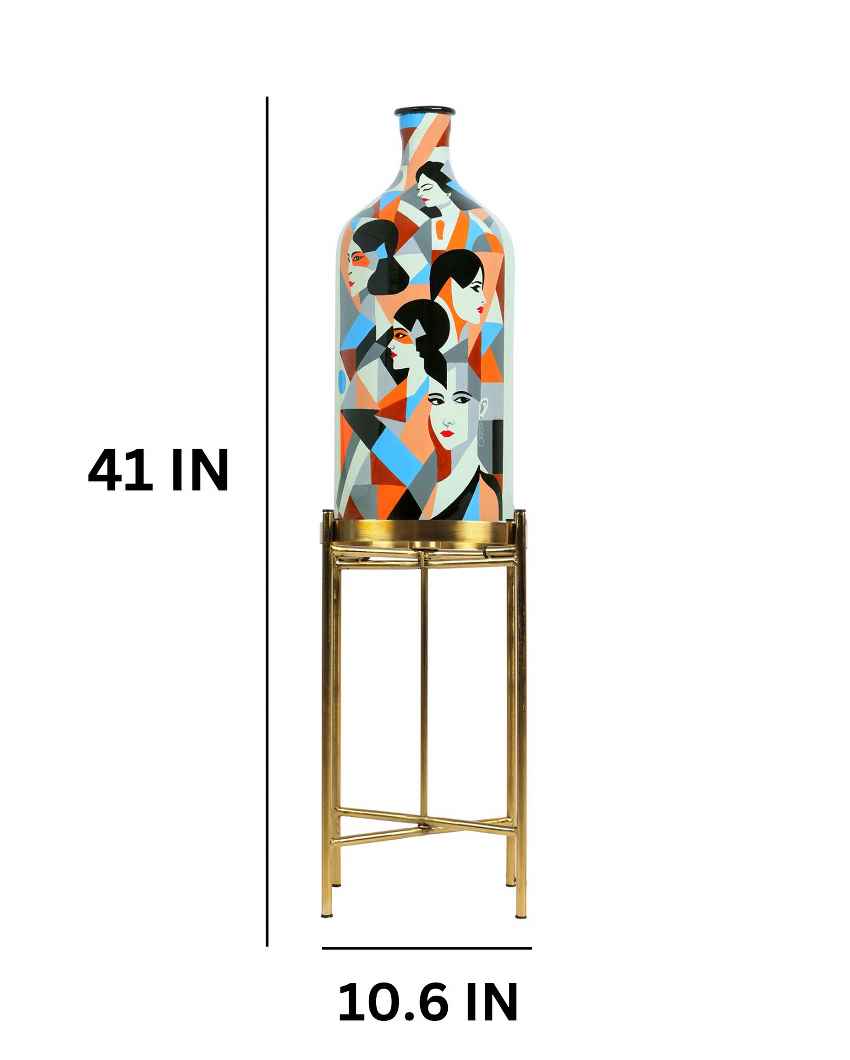 Classy Countenance Glass Floor Lamp with Foldabel Metal Stand | 11 x 41 inches