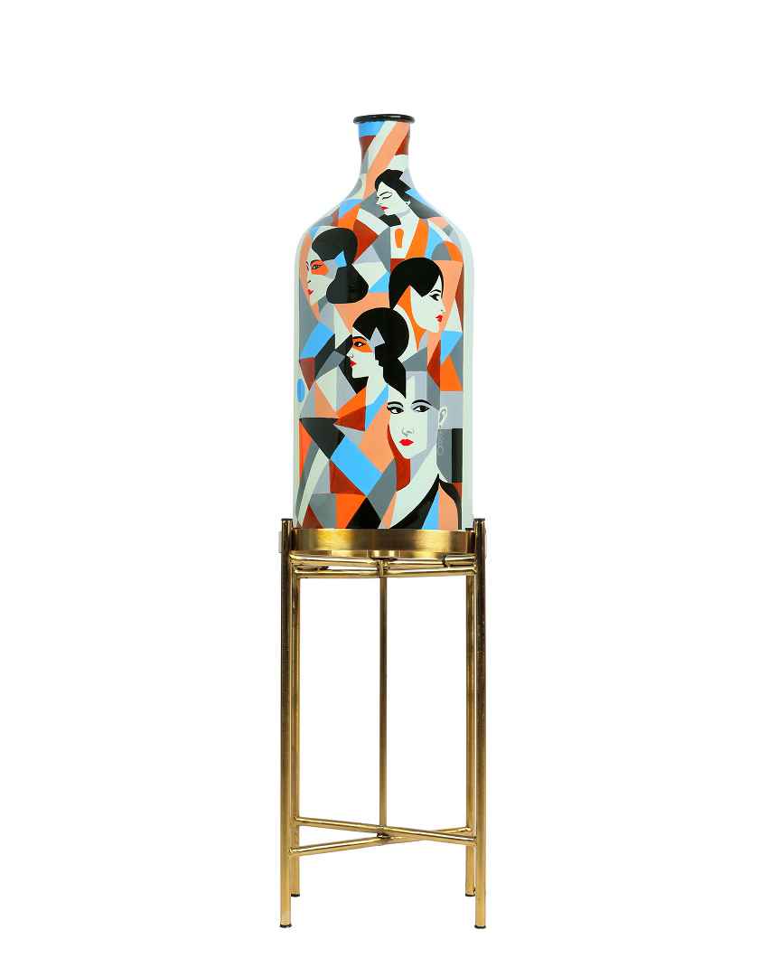 Classy Countenance Glass Floor Lamp with Foldabel Metal Stand | 11 x 41 inches