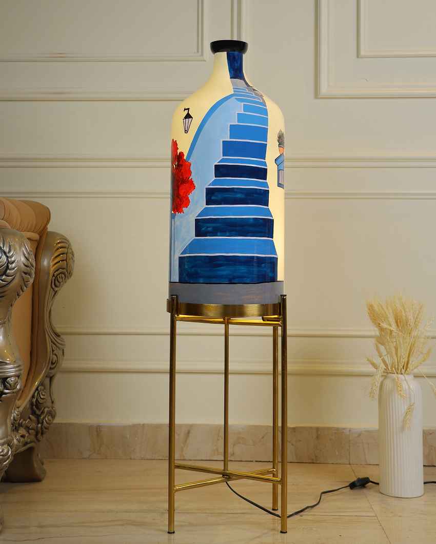 Escalier Flight Glass Floor Lamp with Foldabel Metal Stand | 11 x 41 inches