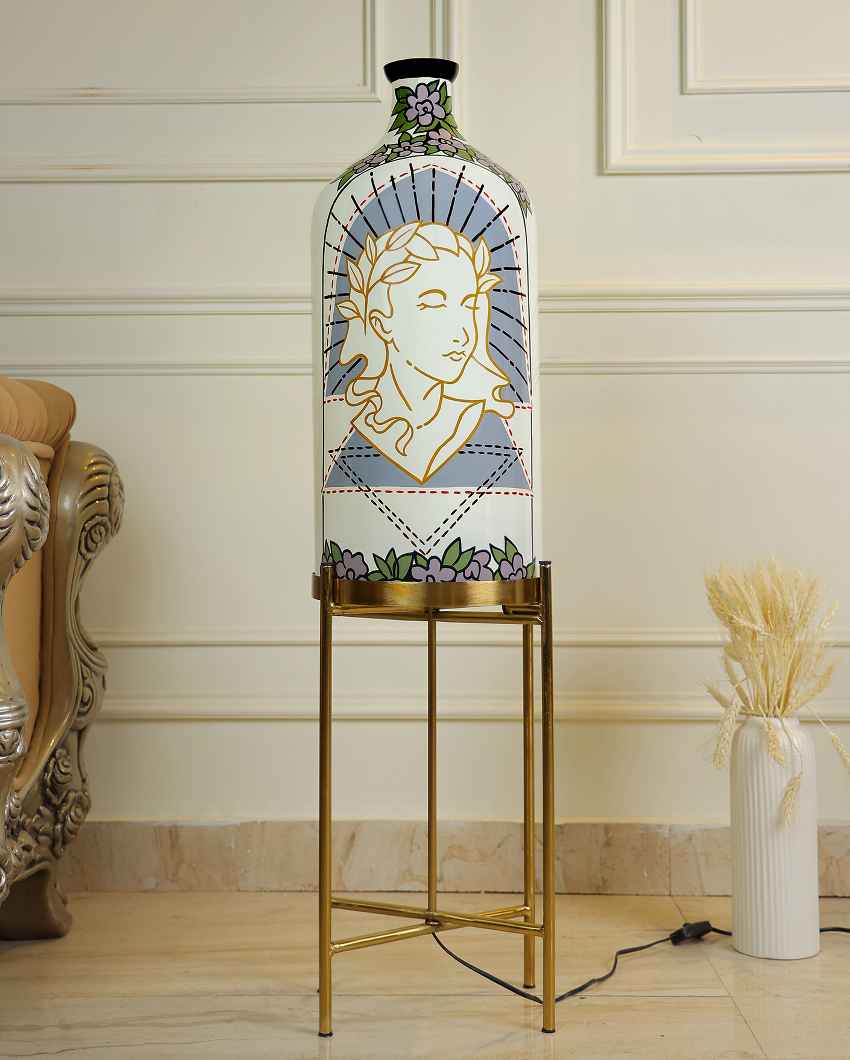Aesthetic Elegance Glass Floor Lamp with Foldabel Metal Stand | 11 x 41 inches
