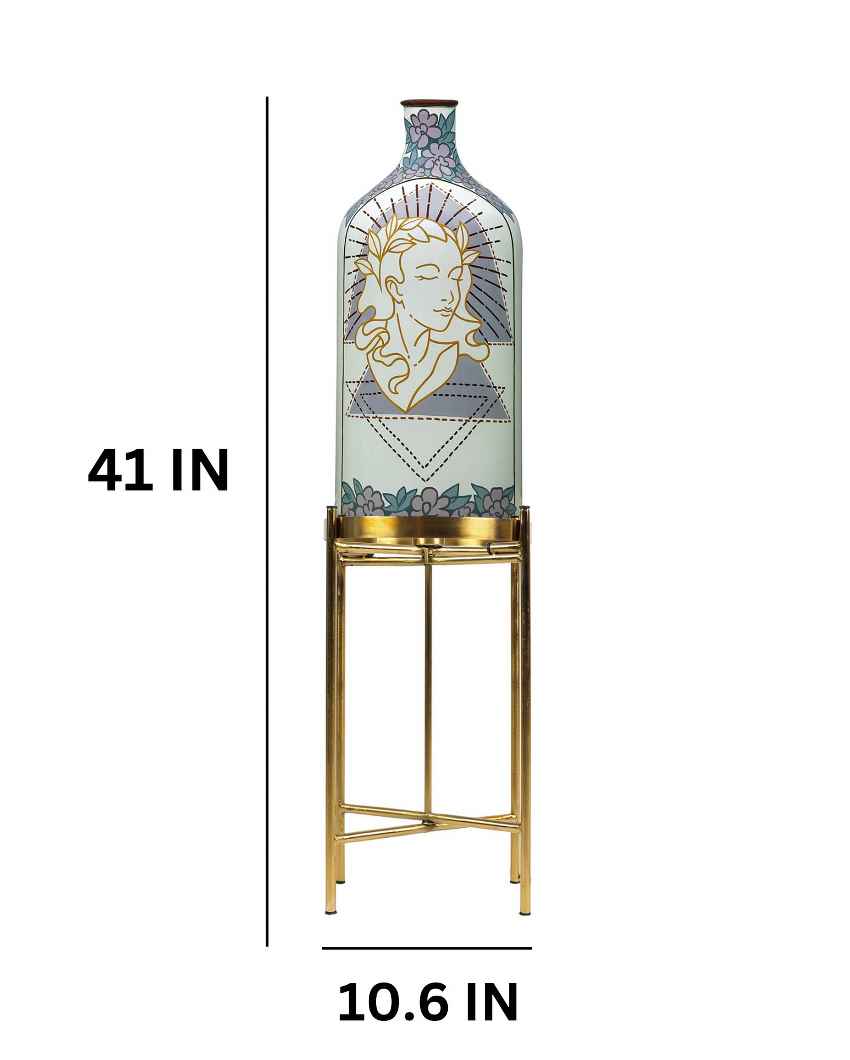 Aesthetic Elegance Glass Floor Lamp with Foldabel Metal Stand | 11 x 41 inches