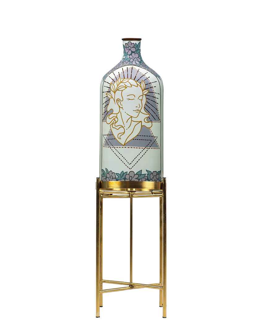Aesthetic Elegance Glass Floor Lamp with Foldabel Metal Stand | 11 x 41 inches