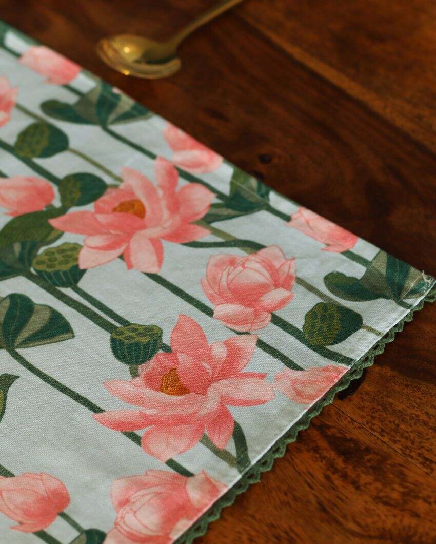 Lotus Printed Cotton Placemats | 13 x 19 inches