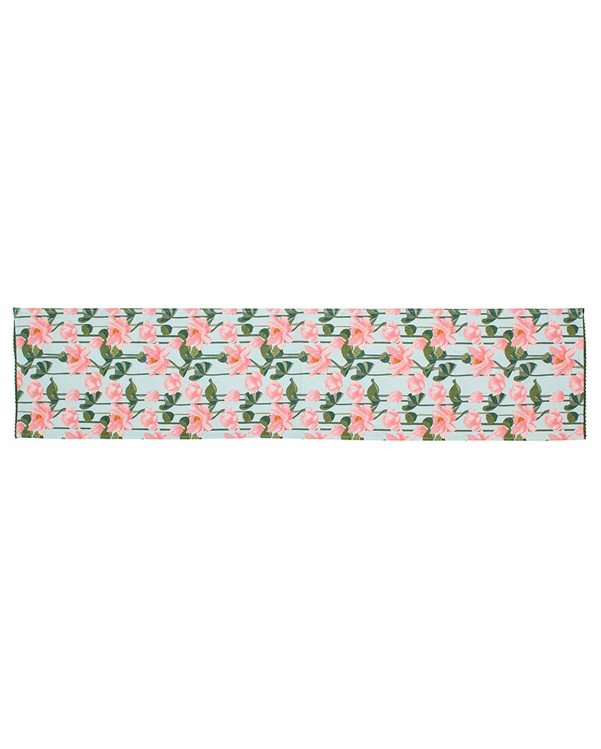 Lotus Printed Cotton Table Runner | 13 x 59 inches