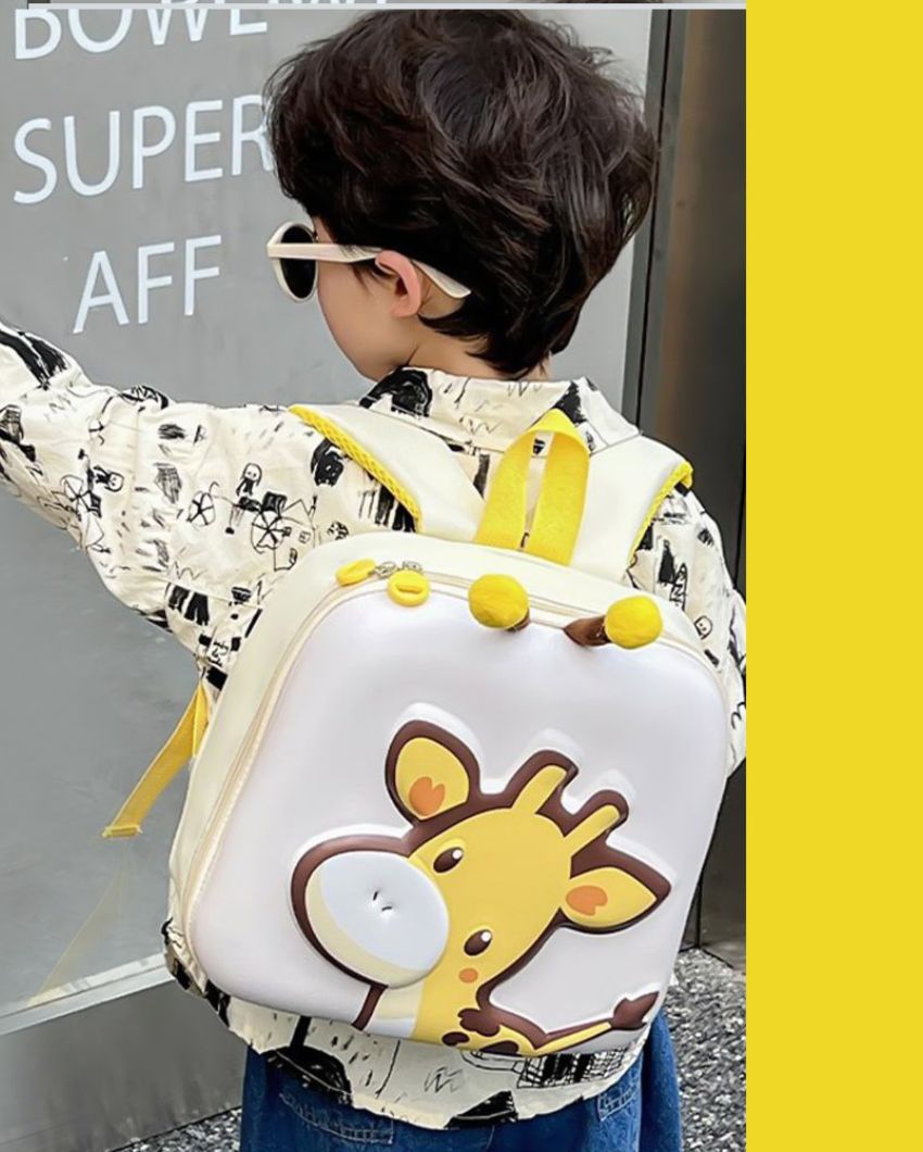 Whimsical Cream 3D Giraffe Early Learning Backpack | 10 x 3 x 12 inches