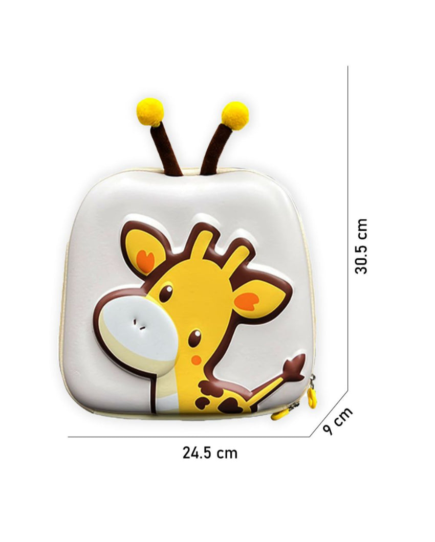Whimsical Cream 3D Giraffe Early Learning Backpack | 10 x 3 x 12 inches