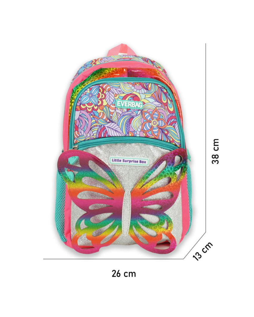 Charming 3D Glitter Butterfly Kids Backpack | 15 x 10 x 5 inches