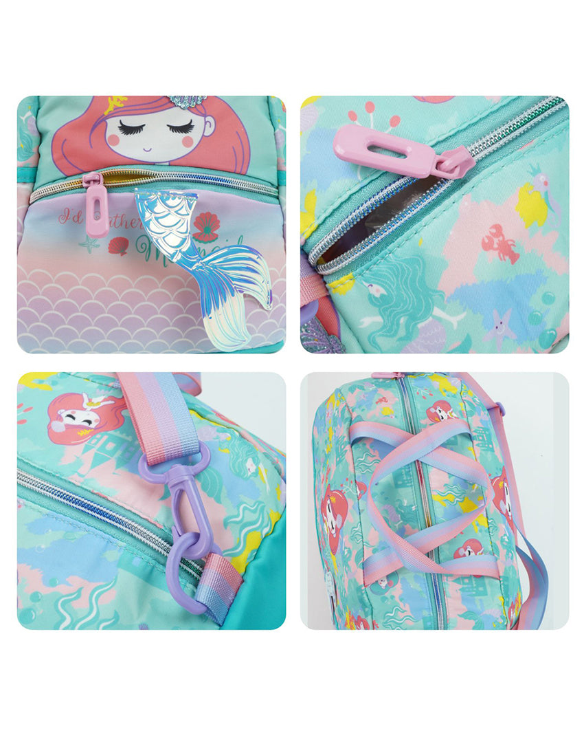 Enchanting Mint Mermaid Theme 26L Kids Duffel Bag | 17 x 7 x 10 inches