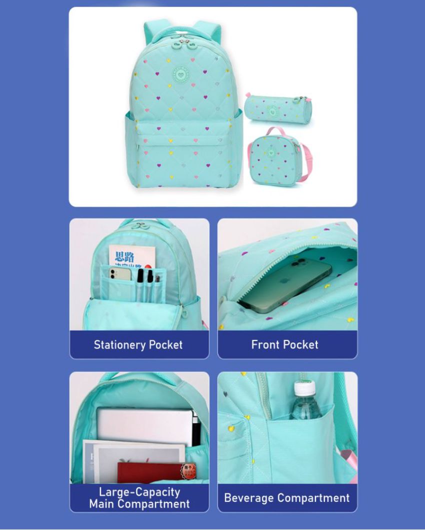 Adorable Mini Heart 3-Piece Kids Kids Backpack Set | 14 x 6 x 17 inches