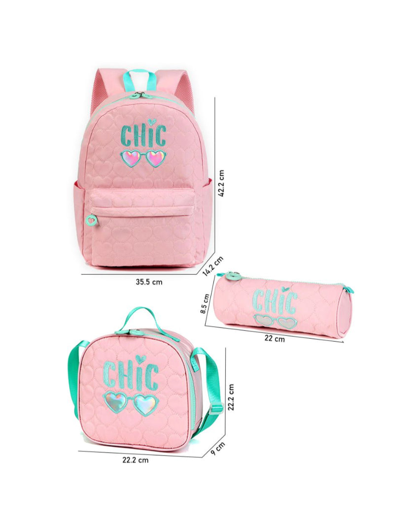 Pink Cool Glasses 3-Piece Backpack Set | 14 x 6 x 17 inches