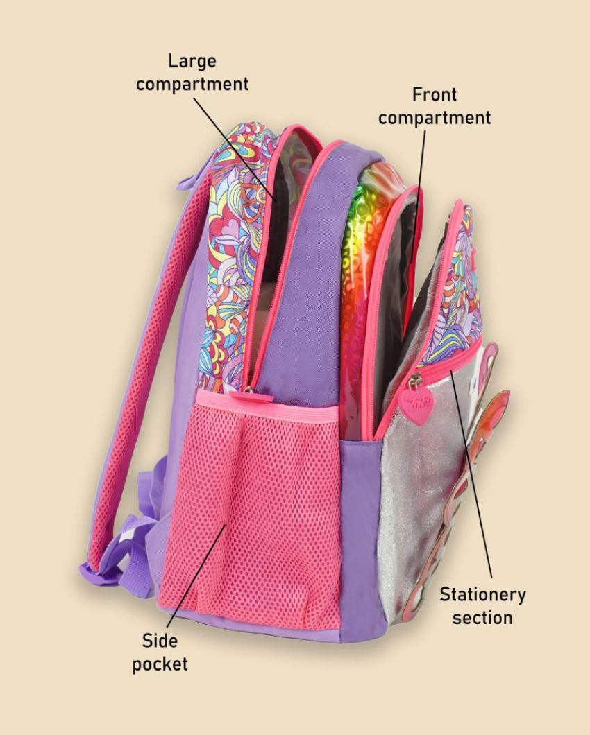 Charming 3D Glitter Butterfly Kids Backpack | 15 x 10 x 5 inches