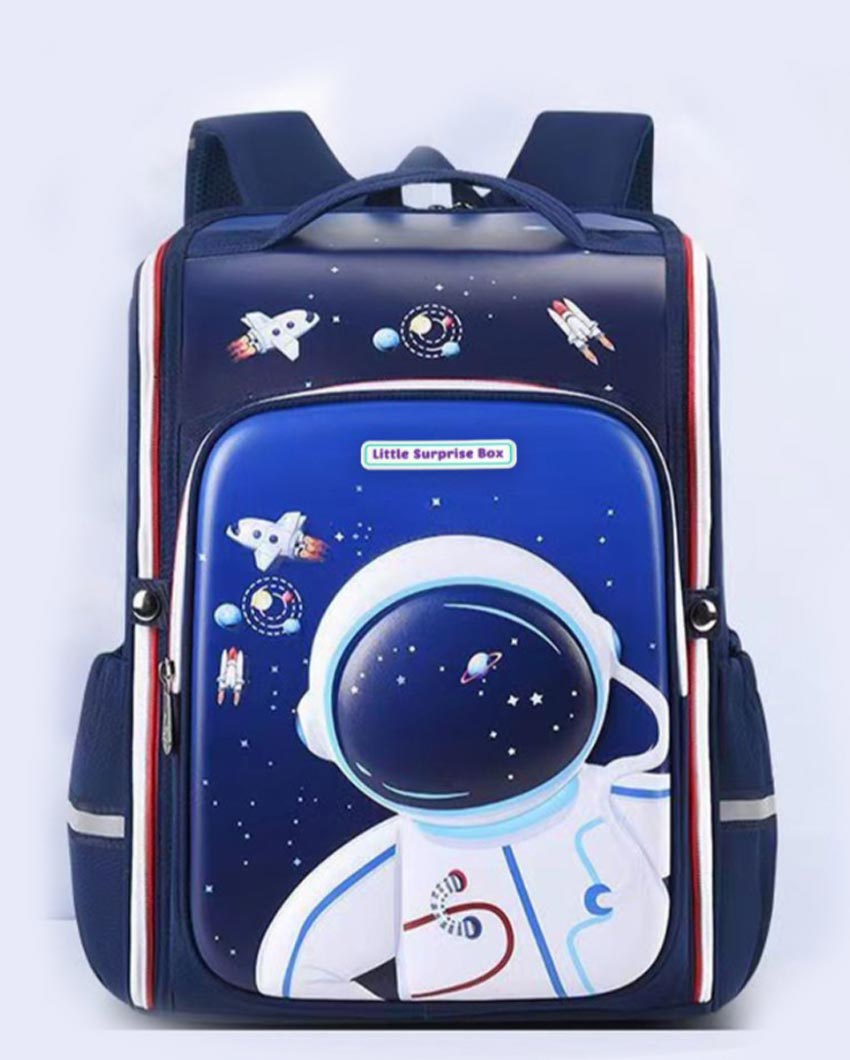 Vibrant Shade Shimmer Dotted Blue Astronaut School Backpack | 13 x 10 inches