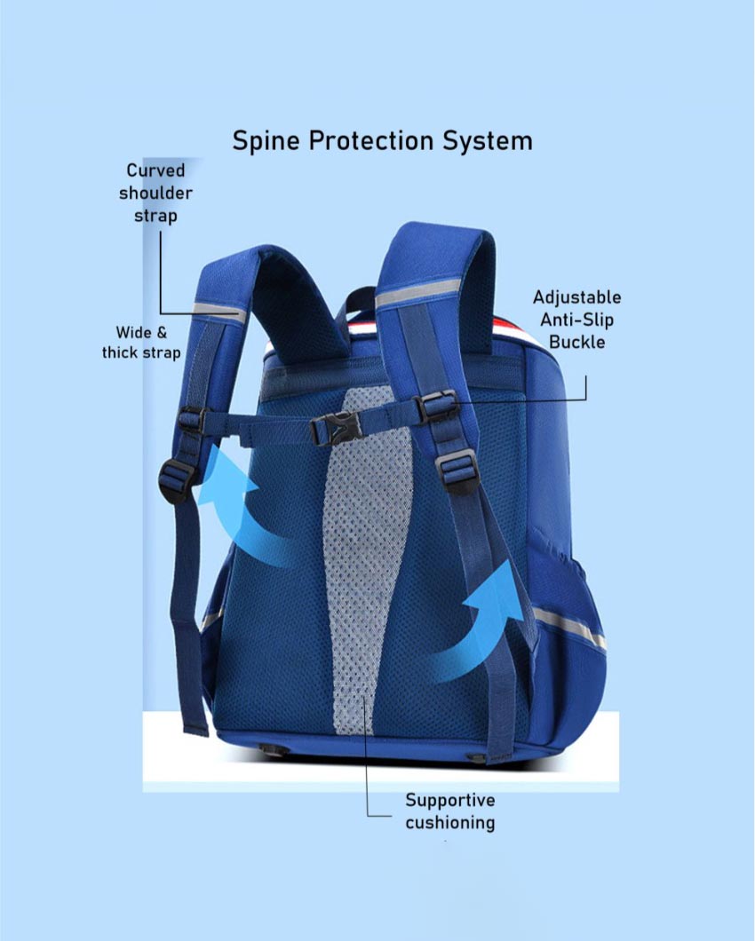 Vibrant Shade Shimmer Dotted Blue Astronaut School Backpack | 13 x 10 inches