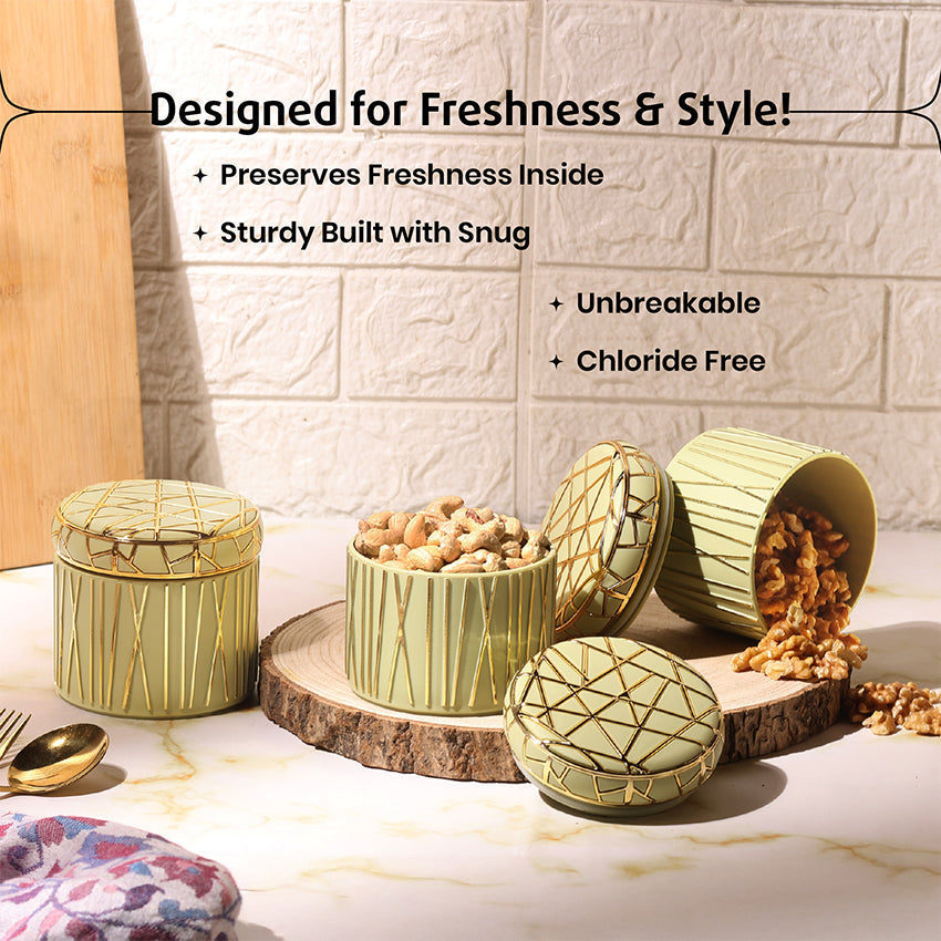 Food Preservation Airtight Green Food Storage Containers | 450ml | Set of 3 | 4 x 12 inches
