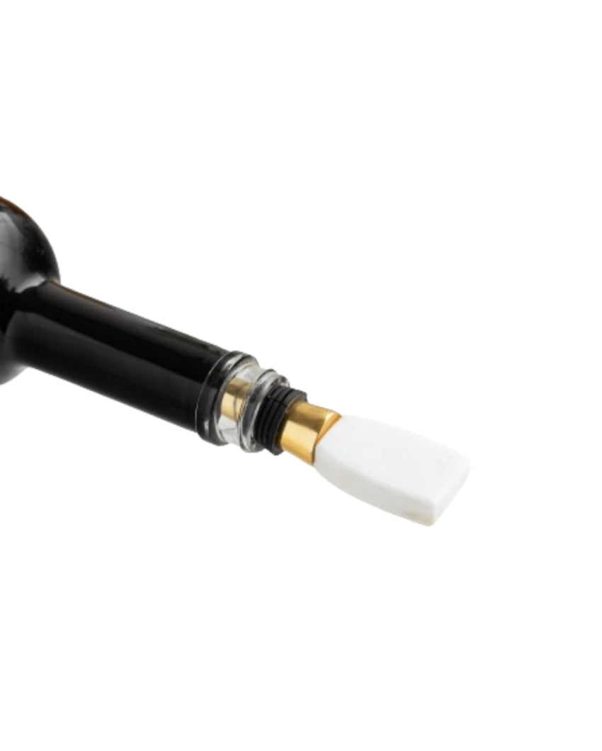 Rich Color Luxury Metal Bottle Stopper Marble Handle Wine Saver | 5 x 2 inches