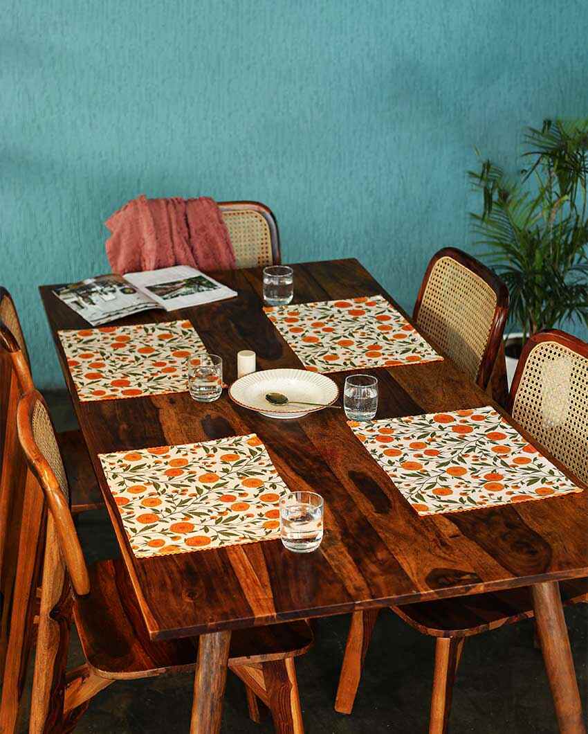 Marigold Flowers Printed Cotton Placemats | 13 x 19 inches