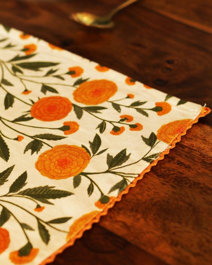 Marigold Flowers Printed Cotton Placemats | 13 x 19 inches