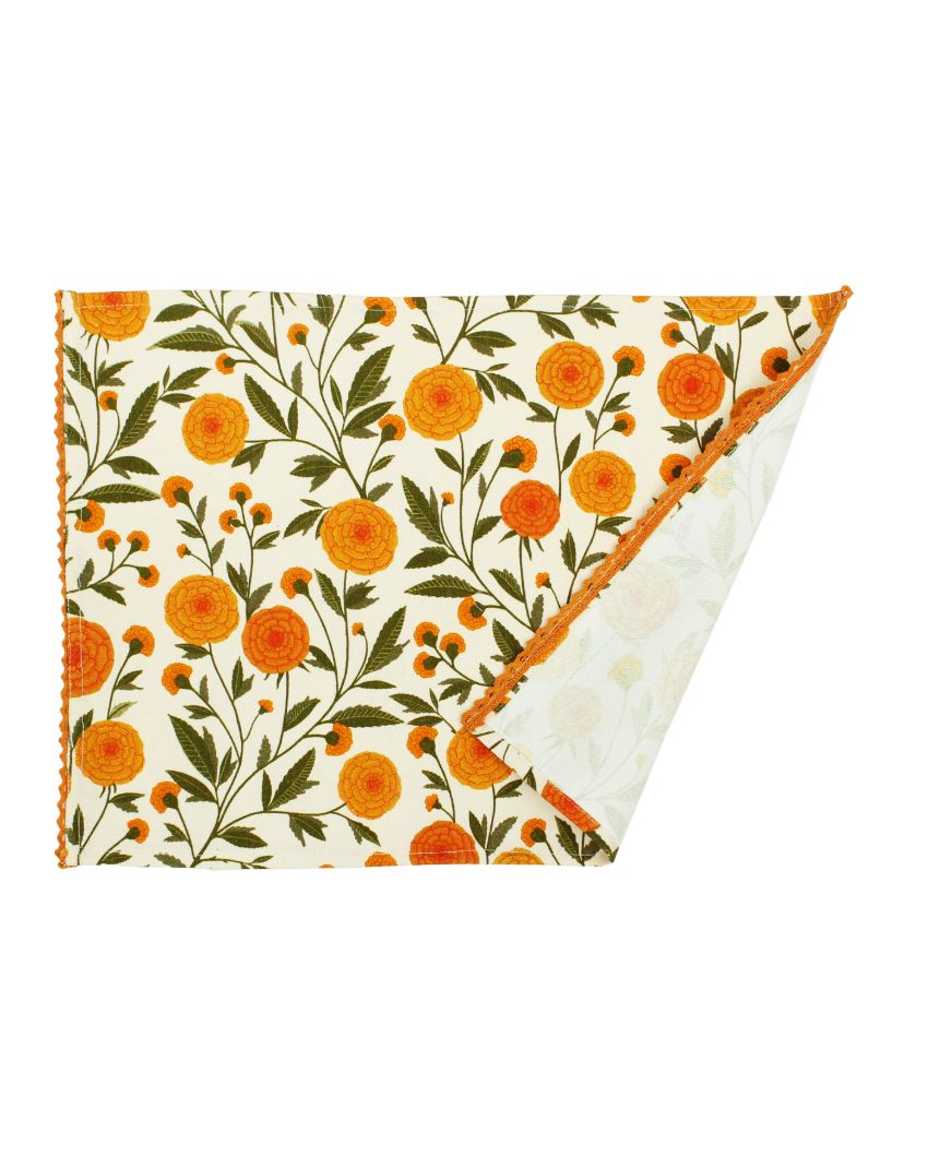 Marigold Flowers Printed Cotton Placemats | 13 x 19 inches