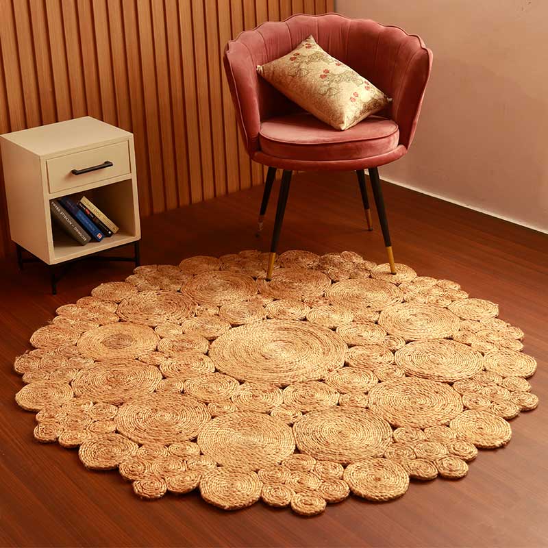 Large Circular Bohemian Jute Rug