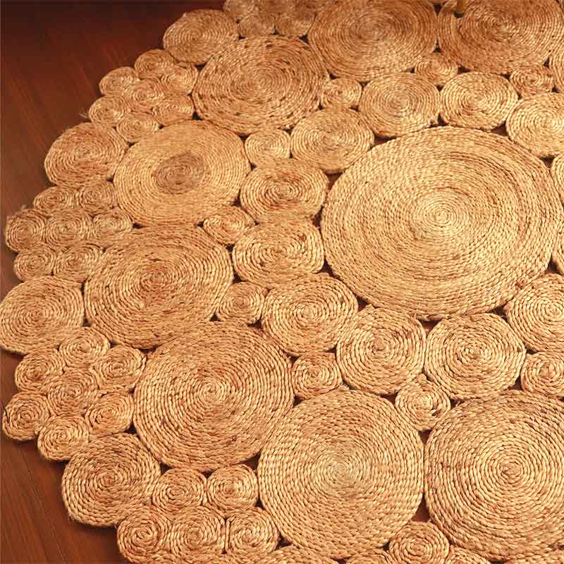 Large Circular Bohemian Jute Rug