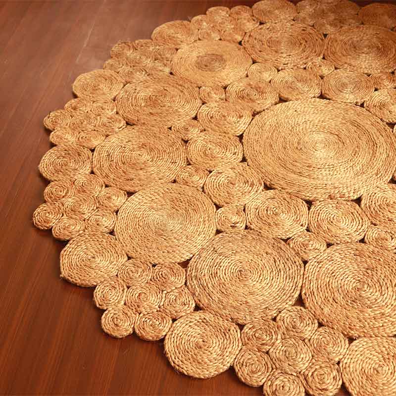 Large Circular Bohemian Jute Rug
