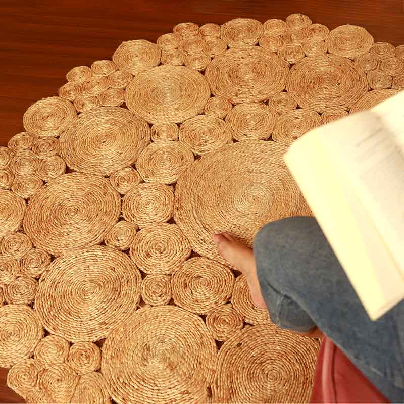 Large Circular Bohemian Jute Rug