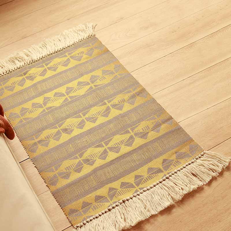 Yellow Grey Accent Floor Mat | 34 x 21 inches
