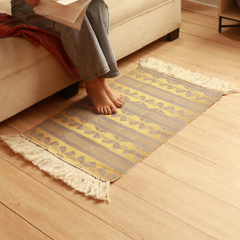 Yellow Grey Accent Floor Mat | 34 x 21 inches