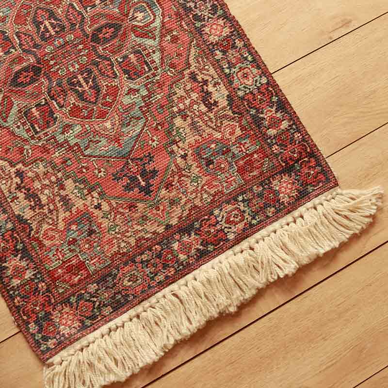 Multicolor Sofa Rug with Fringes